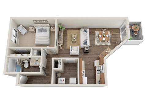 a floor plan of a 1 bedroom townhome  at Hawks Prairie, Olympia, WA, 98516